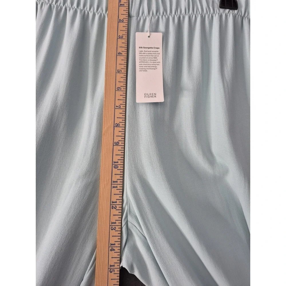 NWT Eileen Fisher Silk Georgette Crepe Wide Ankle Pant Pool LP $278 Quiet Luxury